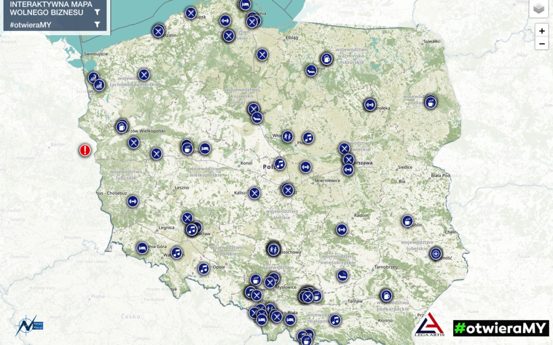 Map shows Polish businesses reopening in defiance of “illegal” lockdown