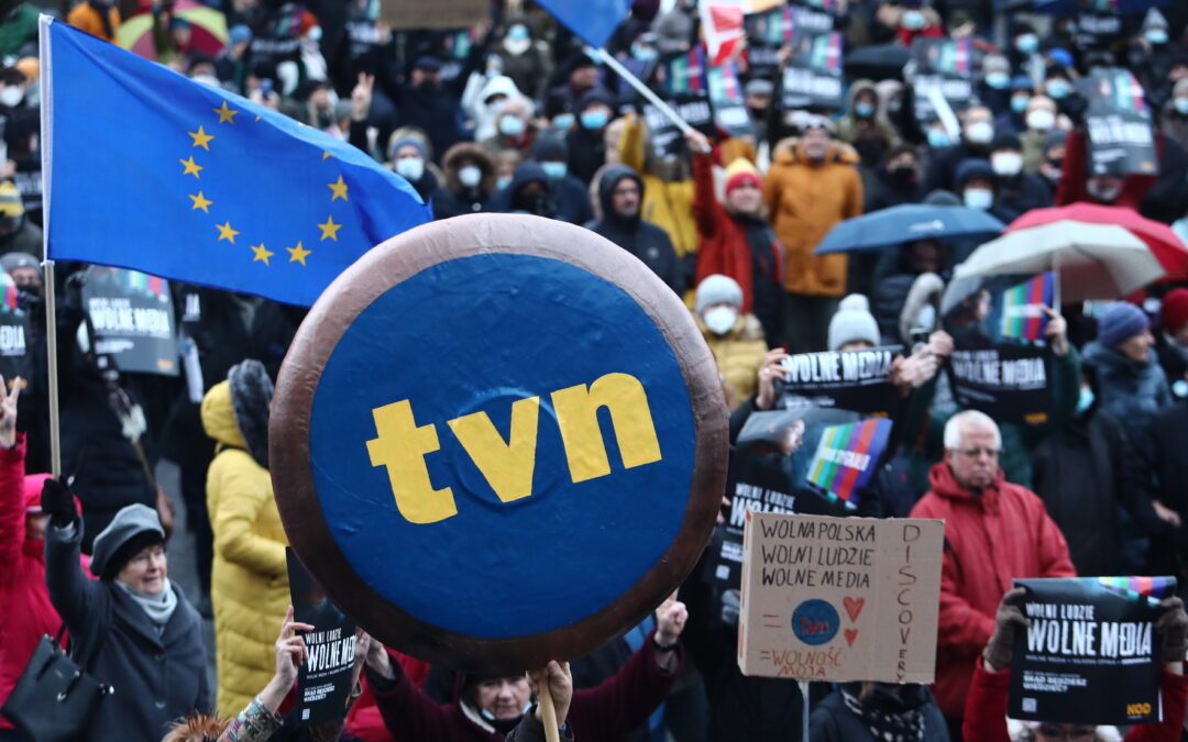 Thousands protest media ownership law targeting Poland’s biggest private TV network