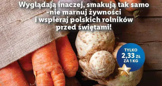 Supermarket zachęca polskich kupujących do kupowania „niedoskonałych warzyw” na święta