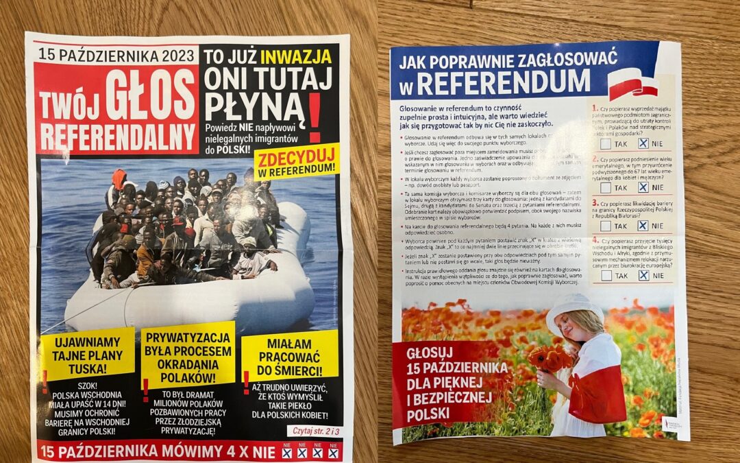Pamphlet advising Poles to follow government line in referendum distributed by post office