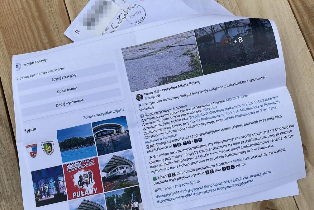 Resident of Polish town blocked by mayor on Facebook gets printouts of his posts by mail