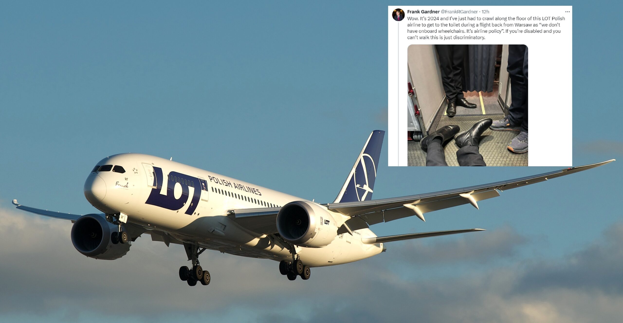 Polish airline LOT apologises to disabled BBC journalist forced to crawl ...