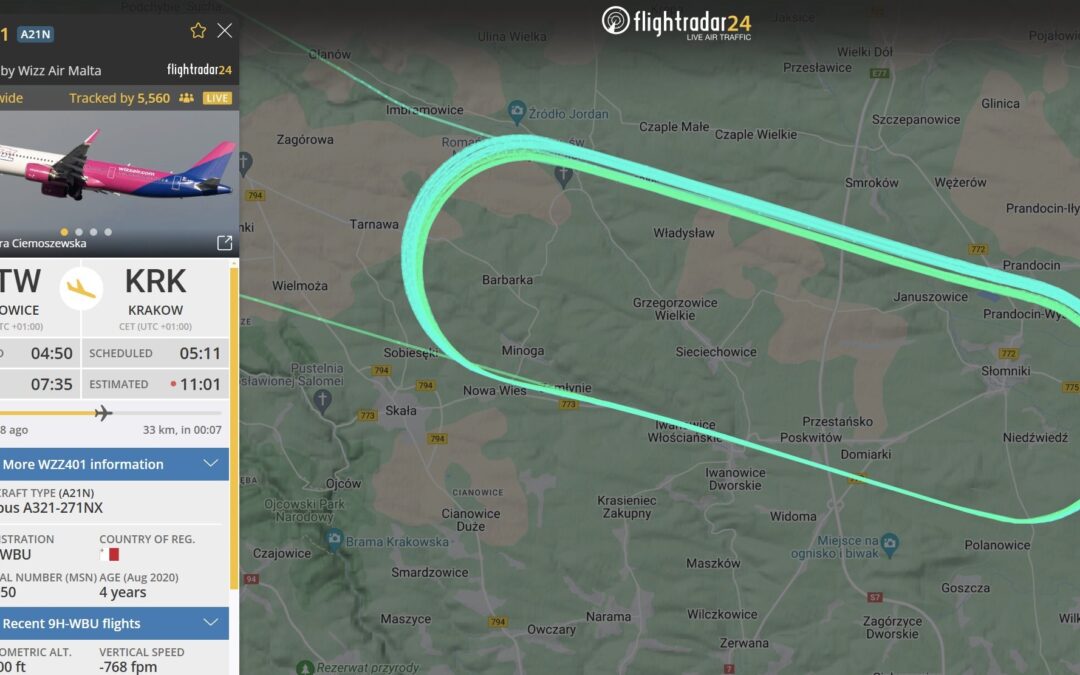 Plane circles Polish airport record 27 times before giving up as fog wreaks havoc for travellers