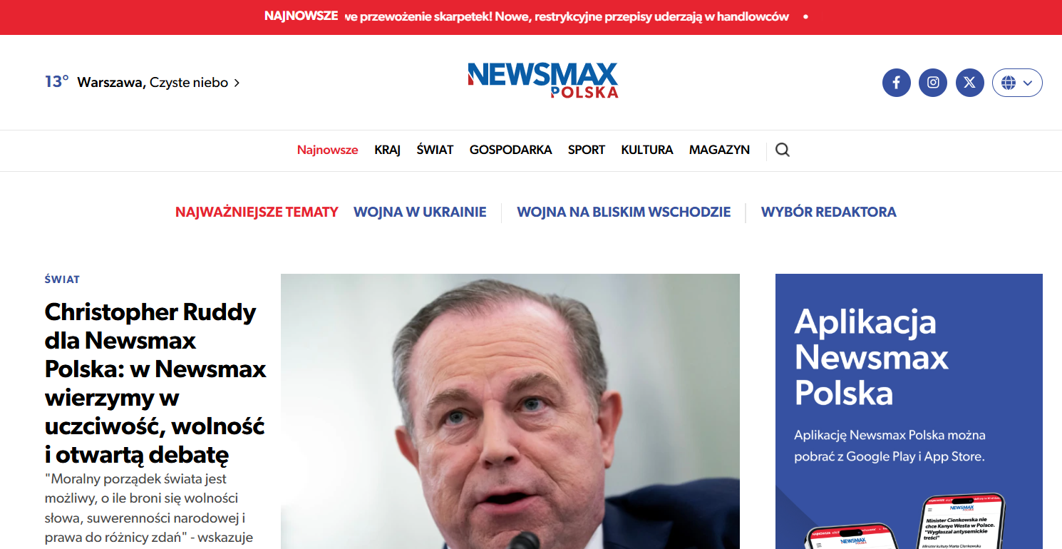 US right-wing broadcaster Newsmax launches service in Poland